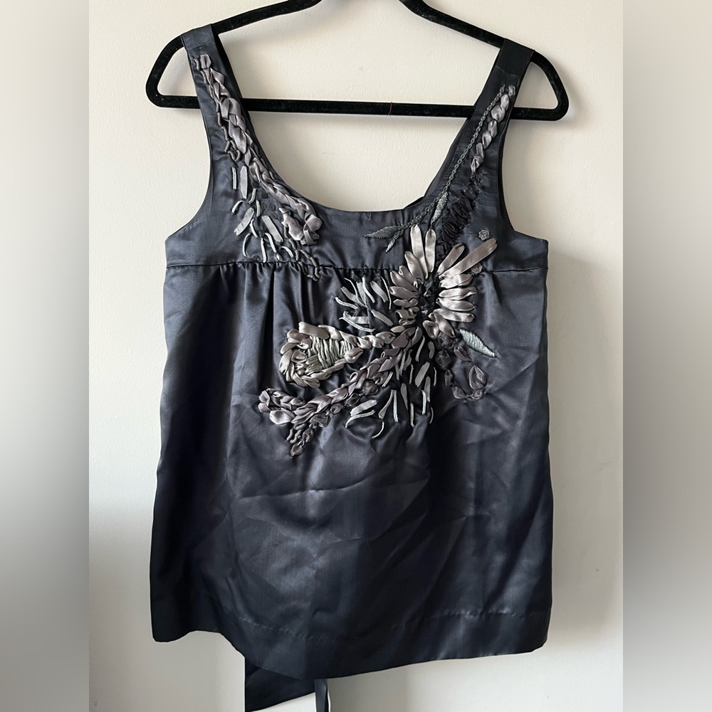 Anthropologie Mint’ Jodi Arnold 100% Silk Black Embellished Blouse - Size 4